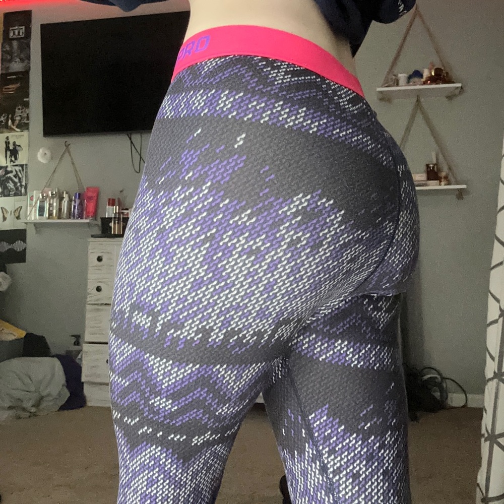 NIKE PRO WARM Womens Purple Pink Leggings